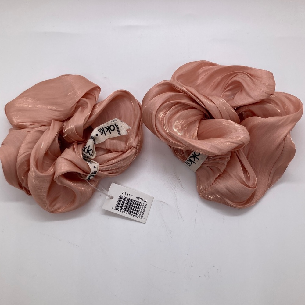 2 Pairs lokks Scrunchies Large Pink Silky Texture